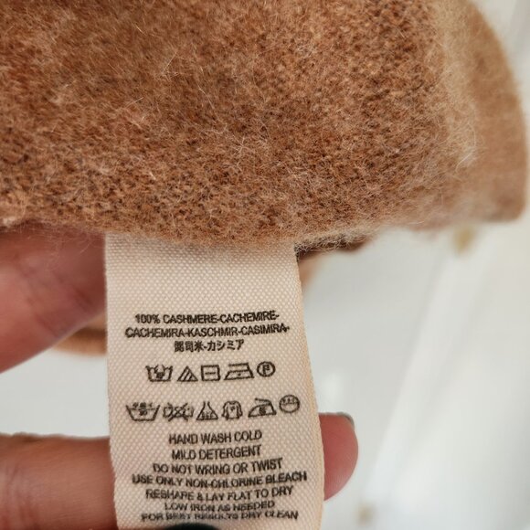 Free People Cashmere Tan Cropped Long Sleeve Sweater - Size L - Picture 4 of 8